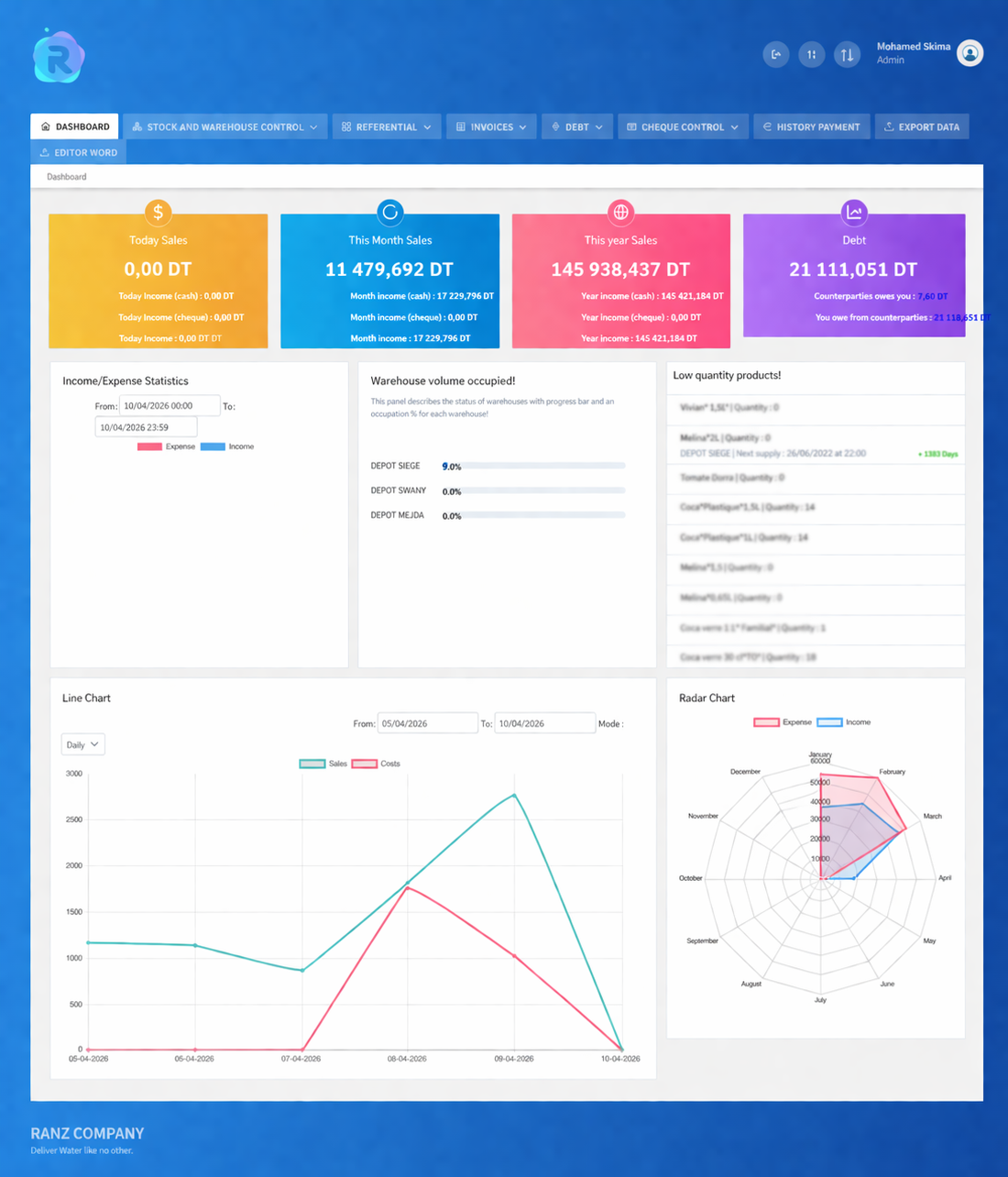 Capture d'écran de Société Ranz — gestion des factures