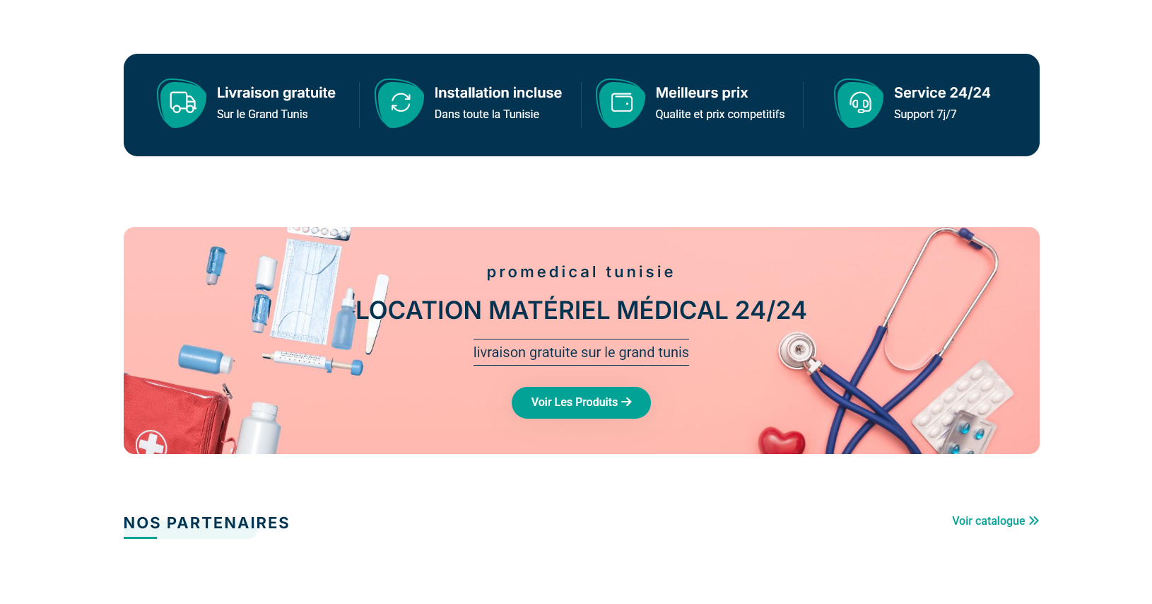 Capture d'écran de Promedical — catalogue produits